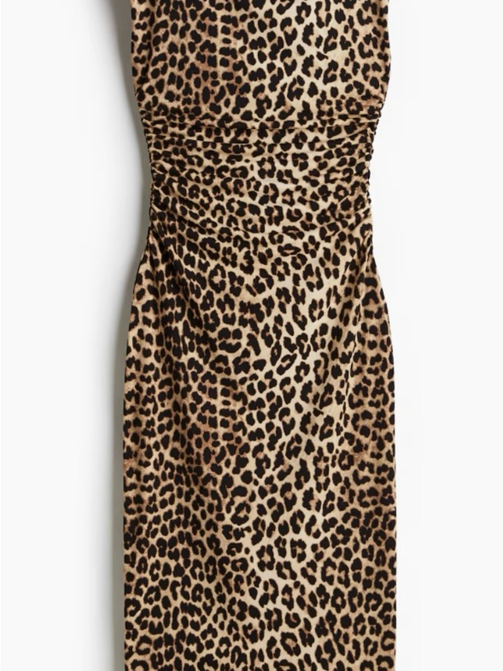 H&M Leopard Print Ruched Bodycon Midi Dress | Size L